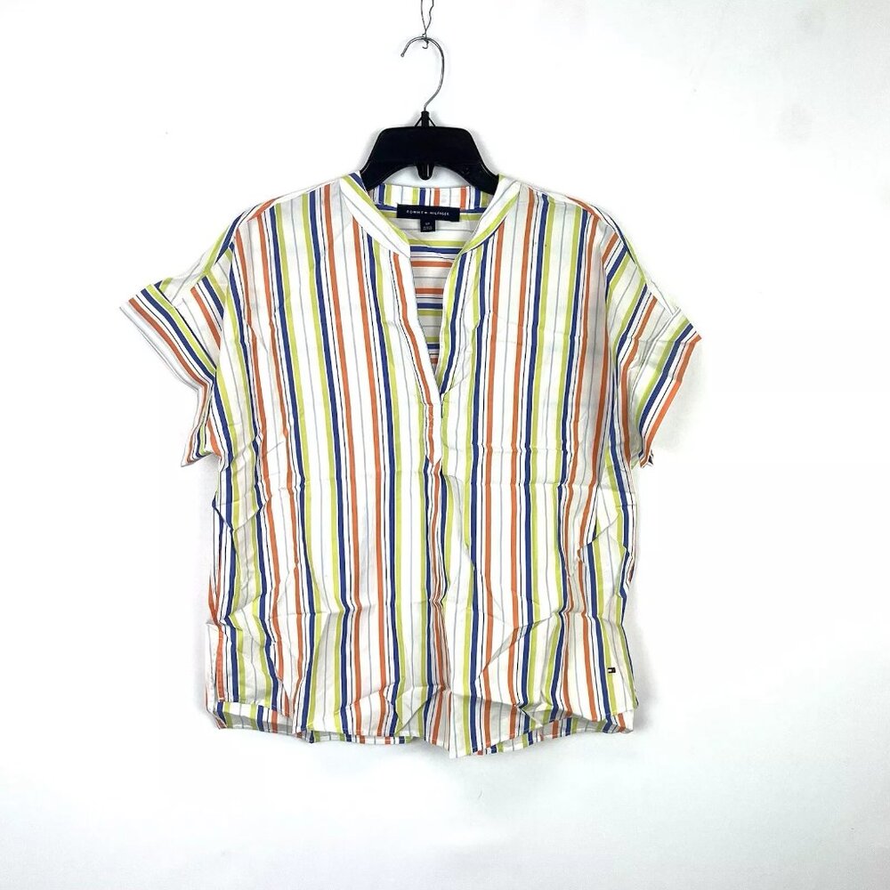 Tommy Hilfiger Women’s Short Sleeve Striped Blouse Size S - Picture 2 of 3